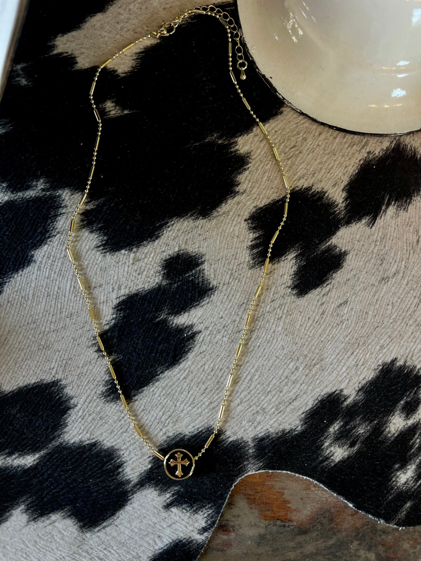 Black and Gold Cross Necklace