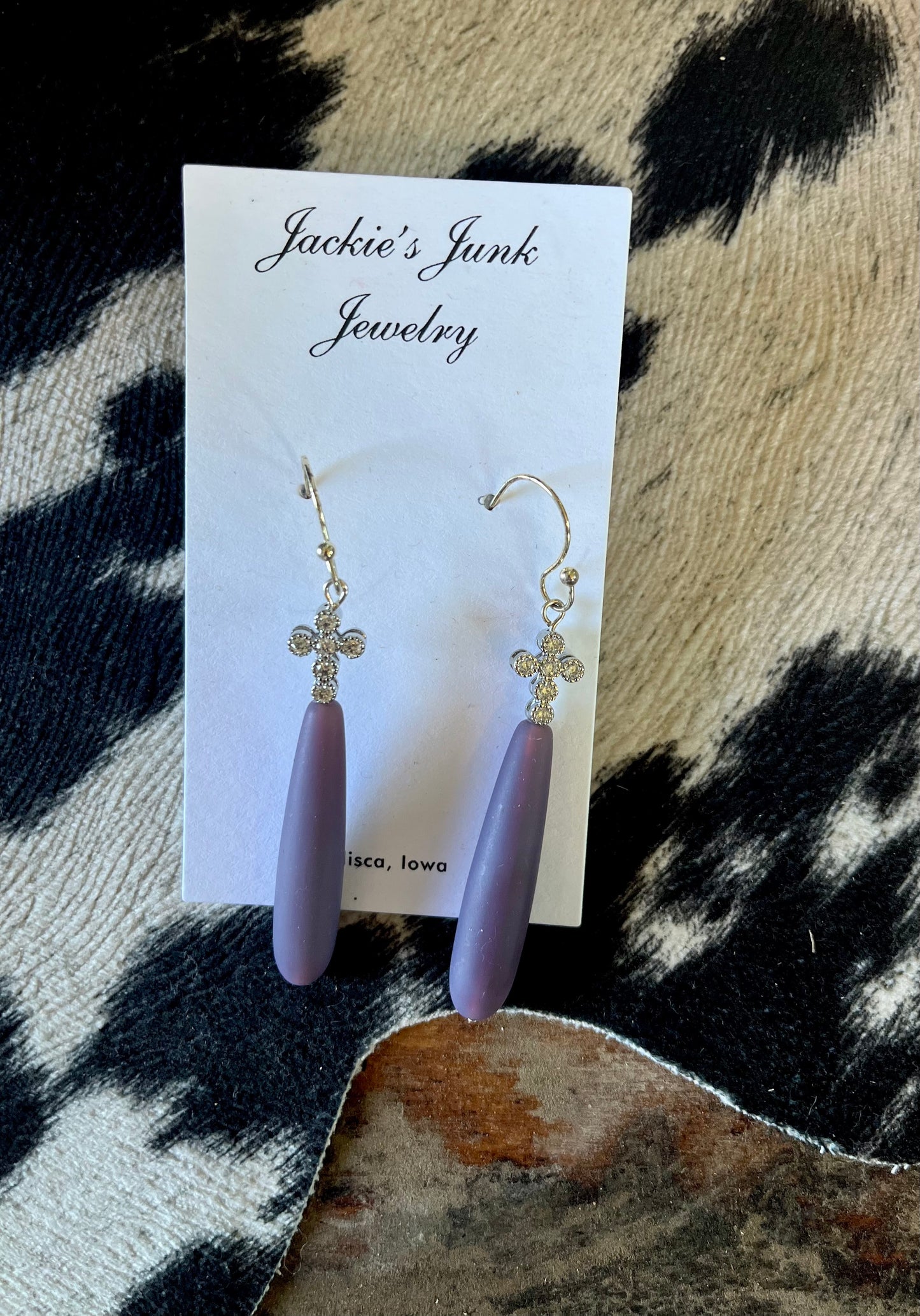 Purple Sea Glass Earrings