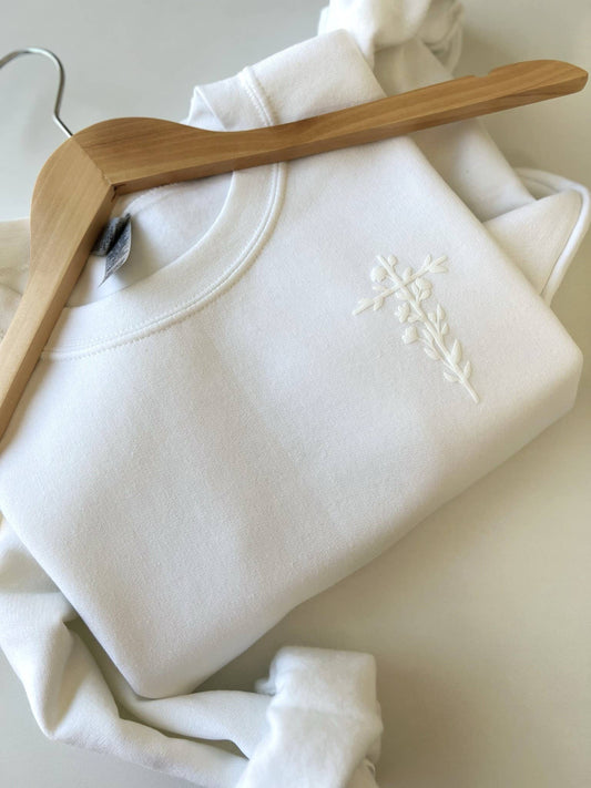 Puff Flower Cross Sweatshirt