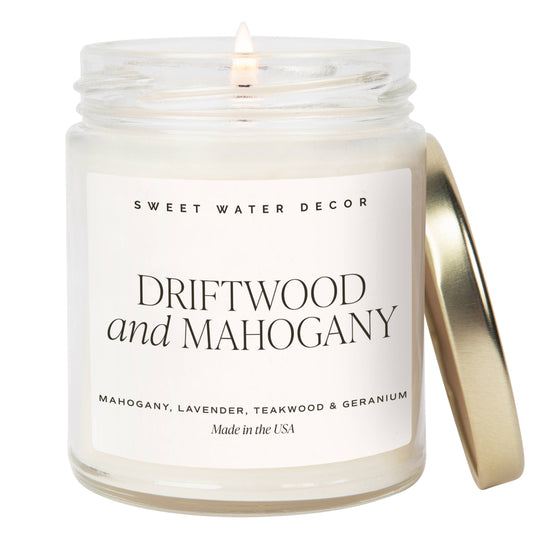 Driftwood and Mahogany 9 oz Soy Candle - Home Decor & Gifts