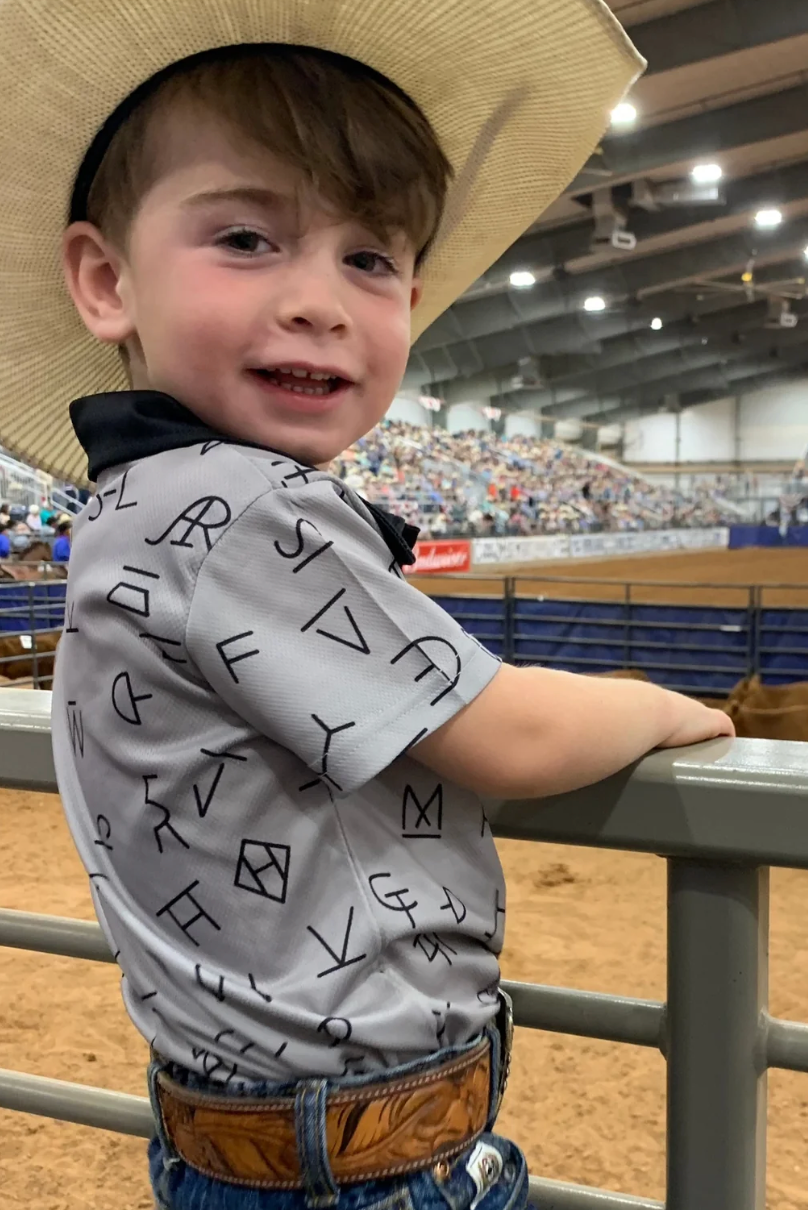 Grey Brand Print Polo Shirt